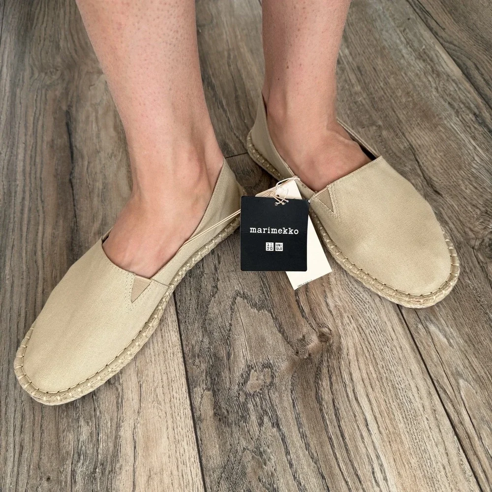 Marimekko x Uniqlo Espadrilles‎ Beige Canvas Slip-On Flats L New
